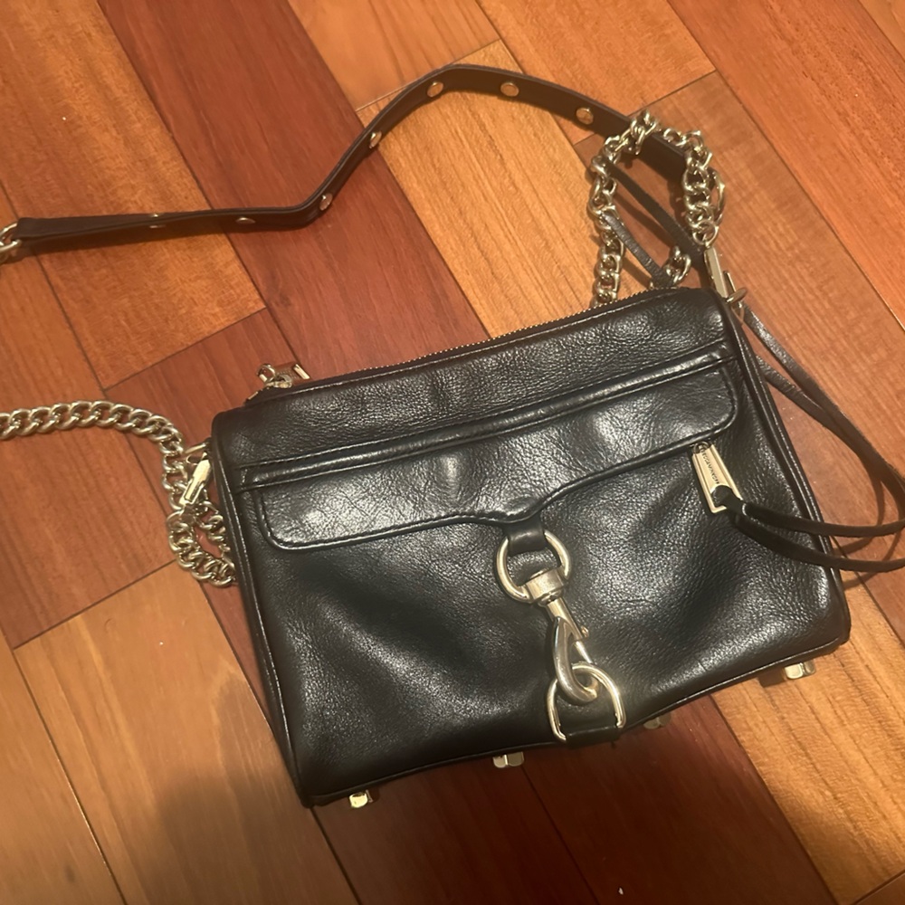 Rebecca Minkoff Black Leather Chain Strap Bag